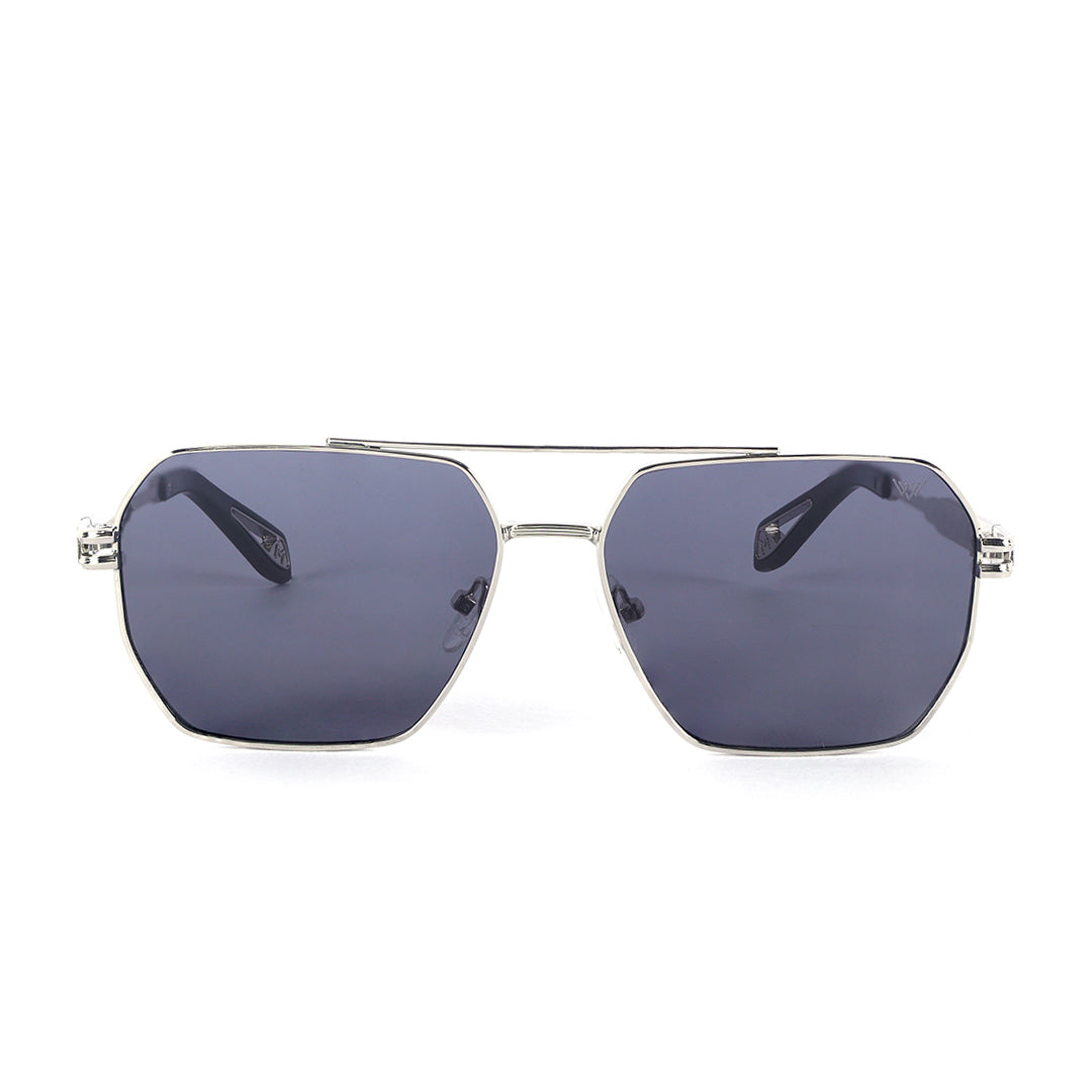 Magnum Matte Silver Modern Squared Sunglasses  | UV400 | Men & Women