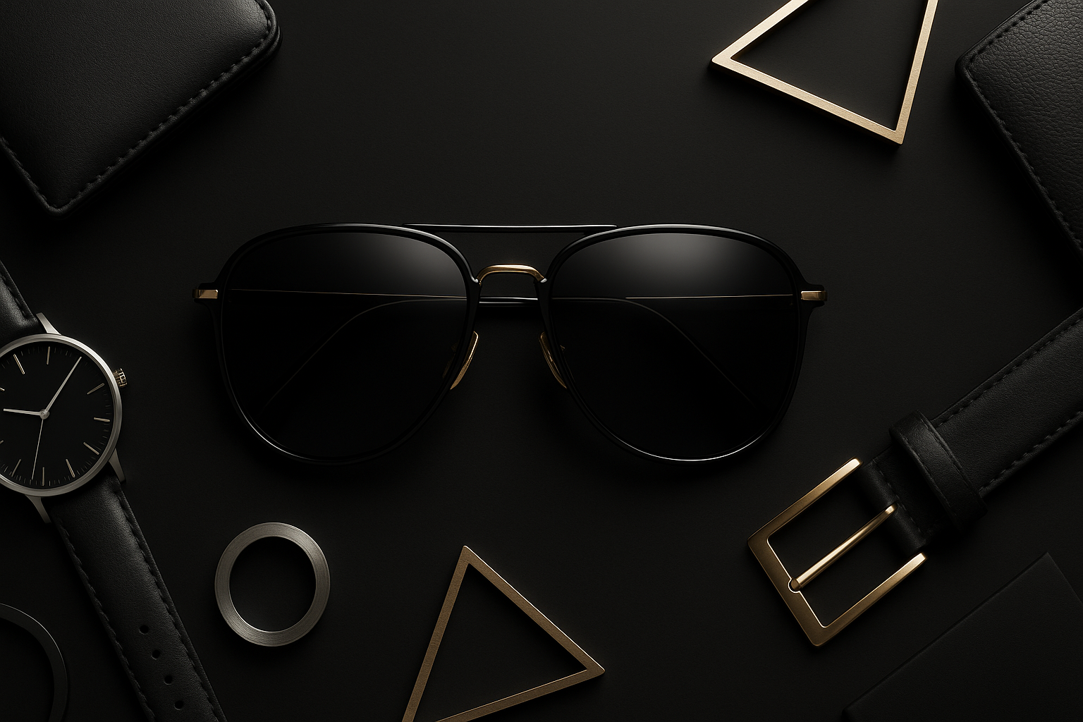 banner for 3200 x 1600px black color was primery also use sunglasses in banner and some props